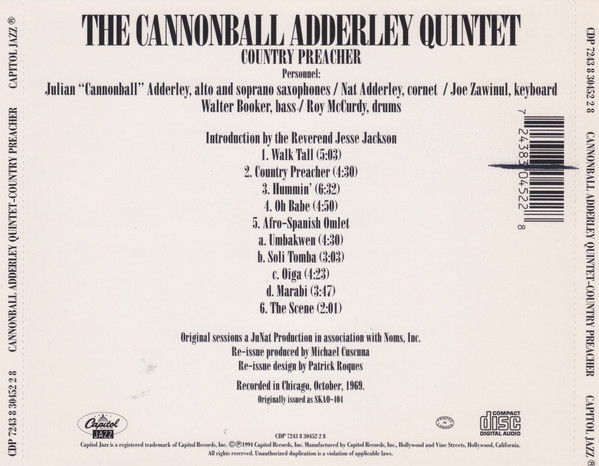 ladda ner album The Cannonball Adderley Quintet - Country Preacher Live At Operation Breadbasket