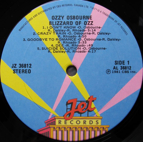 Ozzy Osbourne - Blizzard Of Ozz [Vinyl] | Jet Records (JZ 36812) - 3