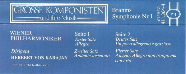 baixar álbum Brahms Wiener Philharmoniker Herbert von Karajan - Symphonie Nr1 C Moll Op 68