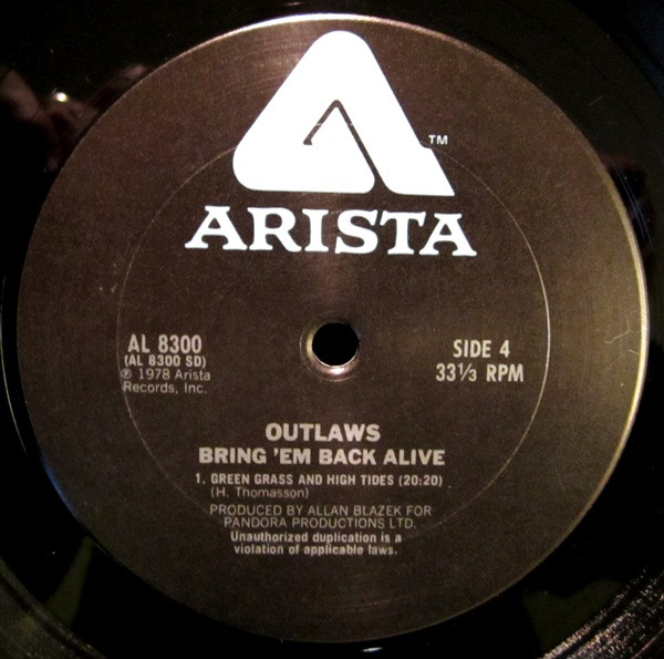 Outlaws - Bring It Back Alive | Arista (AL 8300) - 7