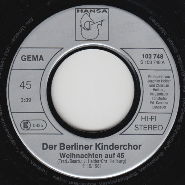 baixar álbum Der Berliner Kinderchor - Weihnachten Auf 45