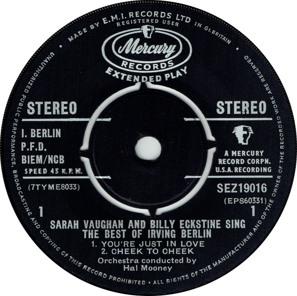 descargar álbum Sarah Vaughan, Billy Eckstine - Sing The Best Of Irving Berlin