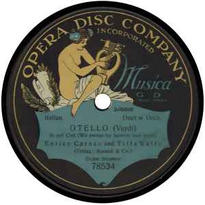 Enrico Caruso And Titta Ruffo Otello Si Pel Ciel Shellac