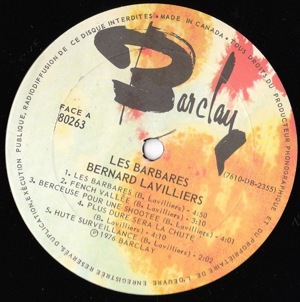 Bernard Lavilliers - Les Barbares | Barclay (80263) - 3