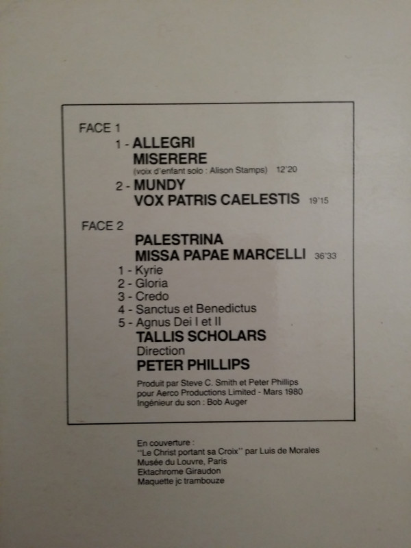 Album herunterladen Allegri Mundy Palestrina Peter Phillips , Tallis Scholars - Miserere Vox Patris Caelestis Missa Papae Marcelli
