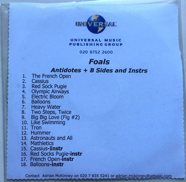 Foals Antidotes B Sides And Instrs 2008 CDr Discogs