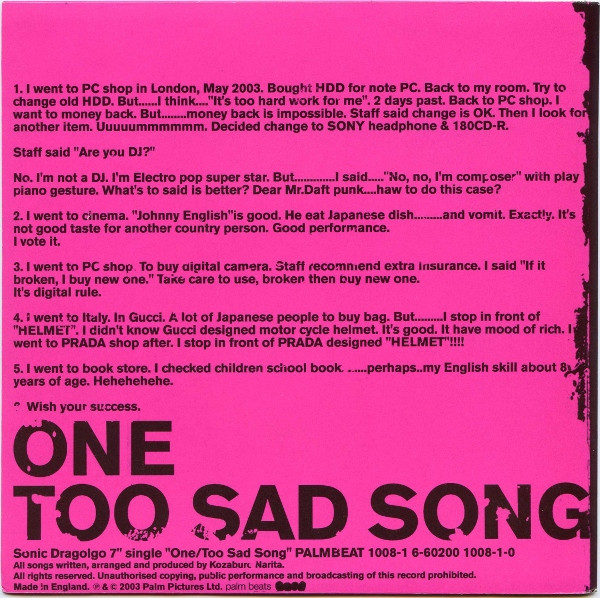 descargar álbum Sonic Dragolgo - One Too Sad Song