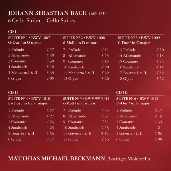 descargar álbum J S Bach Matthias Michael Beckmann - 6 Cello Suiten