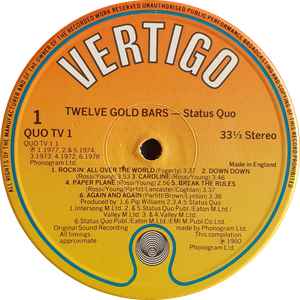 Status Quo - 12 Gold Bars Volume I+I album cover