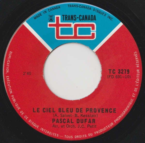 last ned album Pascal Dufar - Elle Le Ciel Bleu De Provence