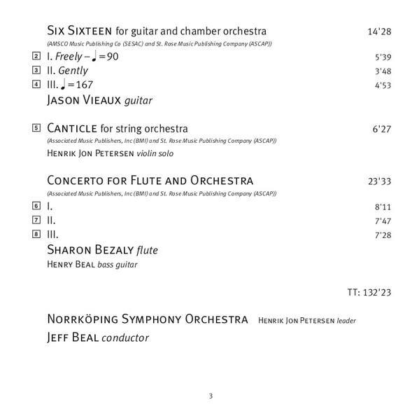 lataa albumi Jeff Beal, Sharon Bezaly, Jason Vieaux, Norrköping Symphony Orchestra - House Of Cards Symphony Flute Concerto Six Sixteen Canticle