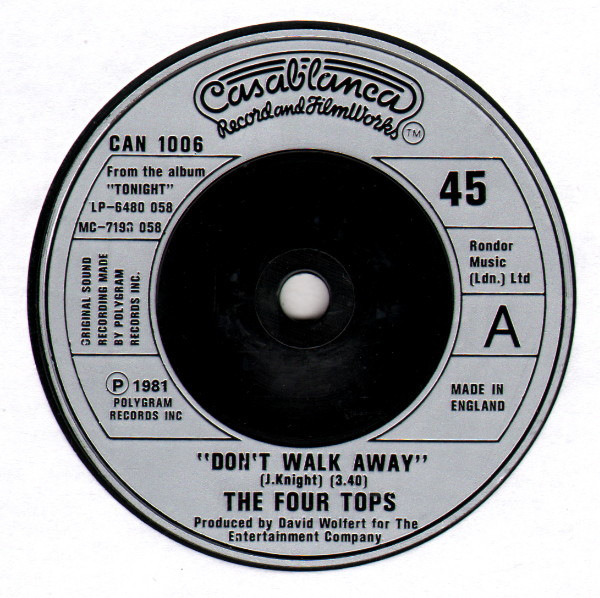 The Tops – Don't Walk Away (1981, Pressing, - Discogs