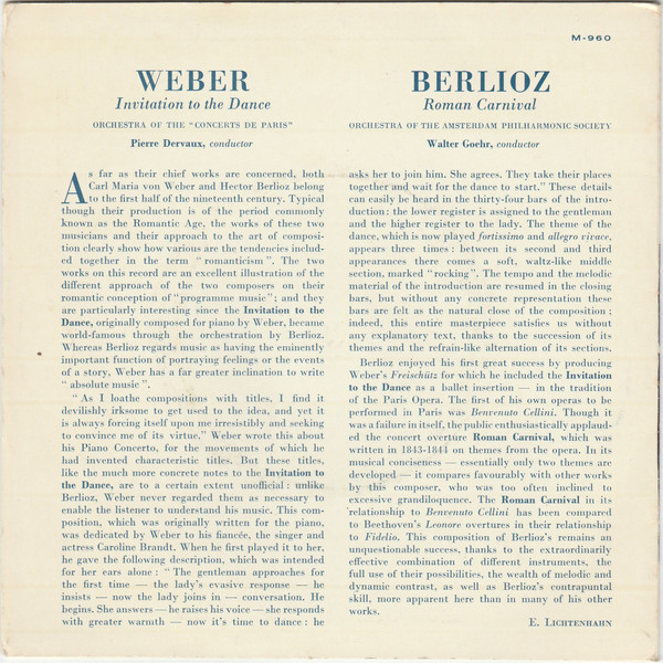 descargar álbum Weber, Berlioz - Invitation To The Dance Roman Carnival Overture