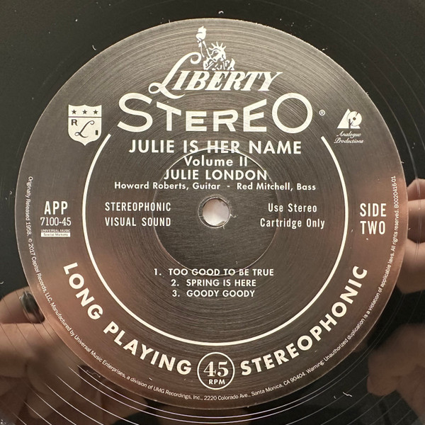 ♪美品♪Julie London - Julie Is Her Name Volume II/再生2回/音飛び