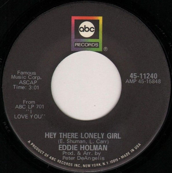 Eddie Holman - Hey There Lonely Girl | Releases | Discogs