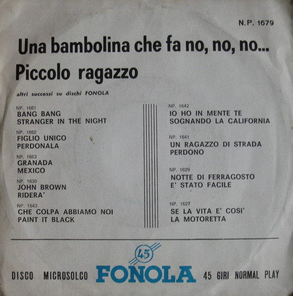 last ned album Eusebio Lalla Ercoli - Una Bambolina Che Fa No No No Piccolo Ragazzo