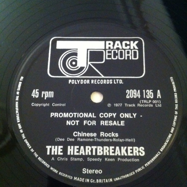 The Heartbreakers – Chinese Rocks / Born To Lose (1977, Pic Sleeve