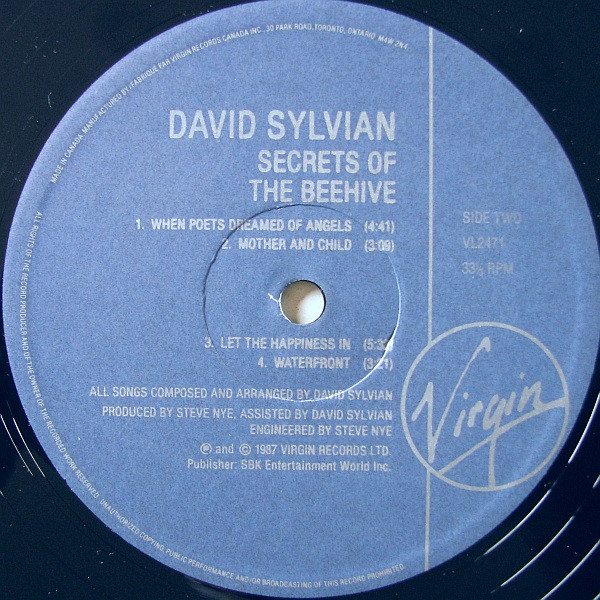 David Sylvian - Secrets Of The Beehive [Vinyl] | Virgin (VL2471) - 4