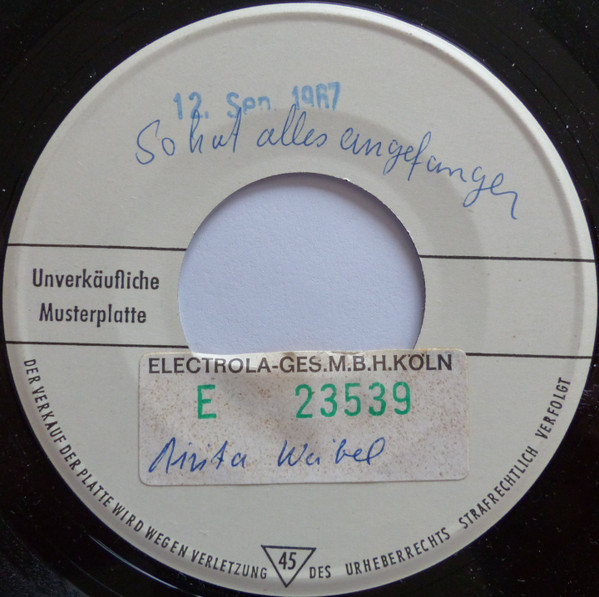 Anita Weibel – So Hat Alles Angefangen (Vinyl) - Discogs