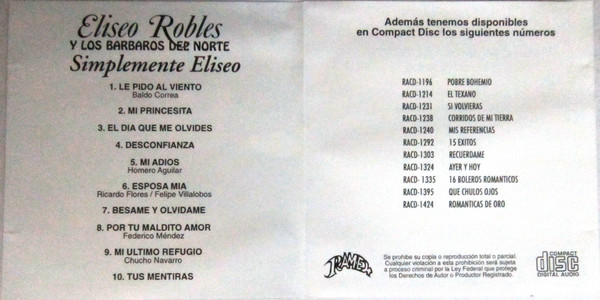 télécharger l'album Eliseo Robles Y Los Barbaros Del Norte - Simplemente Eliseo