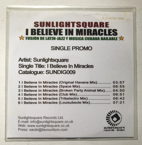 Sunlightsquare Latin Combo – I Believe In Miracles (2010, Vinyl 