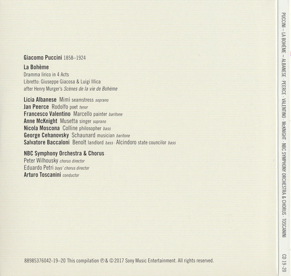ladda ner album Arturo Toscanini, Puccini, Albanese, Peerce, Valentino, McKnight, NBC Symphony Orchestra - La Bohème