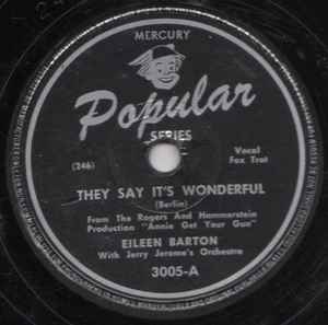 Eileen Barton - They Say It's Wonderful / You Brought A New Kind Of Love To Me album cover