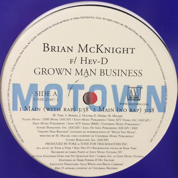 Brian McKnight F/ Hev-D – Grown Man Business (2005, Vinyl) - Discogs