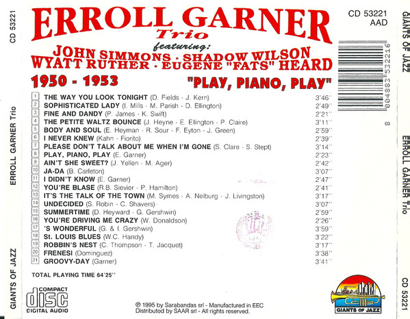lataa albumi Erroll Garner Trio - Play Piano Play 1950 1953