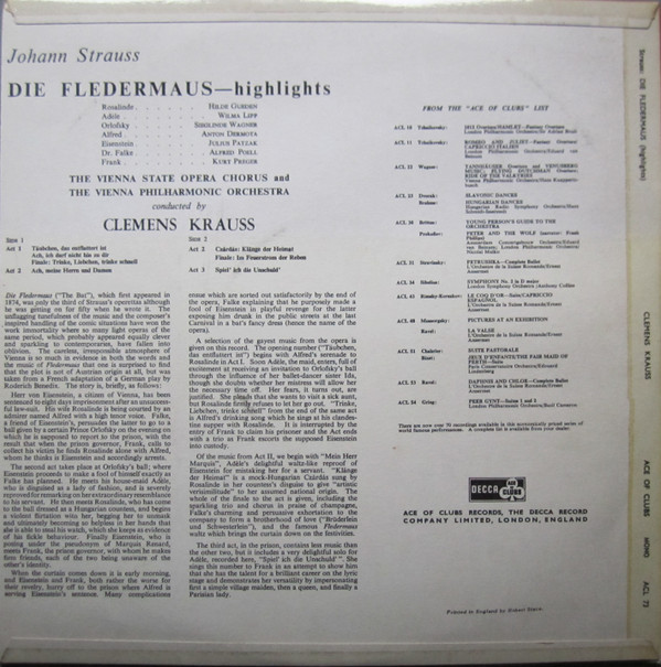 ladda ner album Johann Strauss, Vienna State Opera Chorus, Vienna Philharmonic Orchestra, Clemens Krauss - Die Fledermaus Highlights