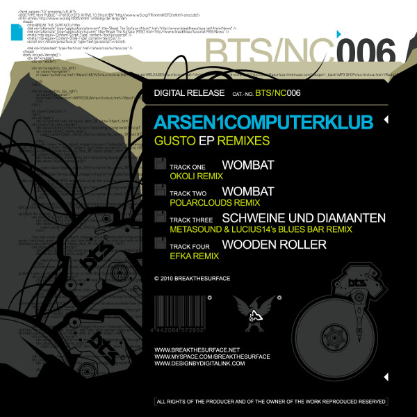 télécharger l'album Arsen1Computerklub - Gusto EP Remixes