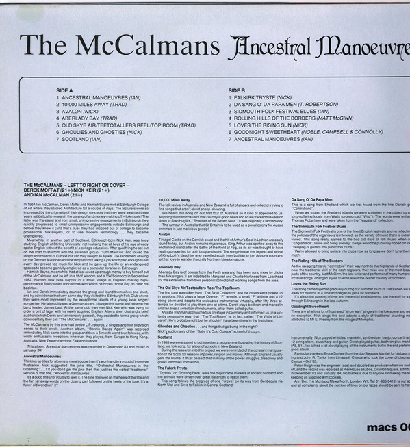 ladda ner album Download The McCalmans - Ancestral Manoeuvres album