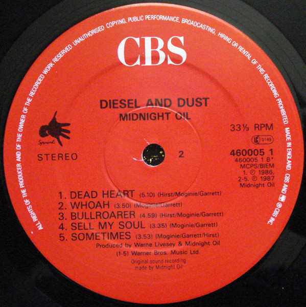 Midnight Oil – Diesel And Dust (1987, Vinyl) - Discogs