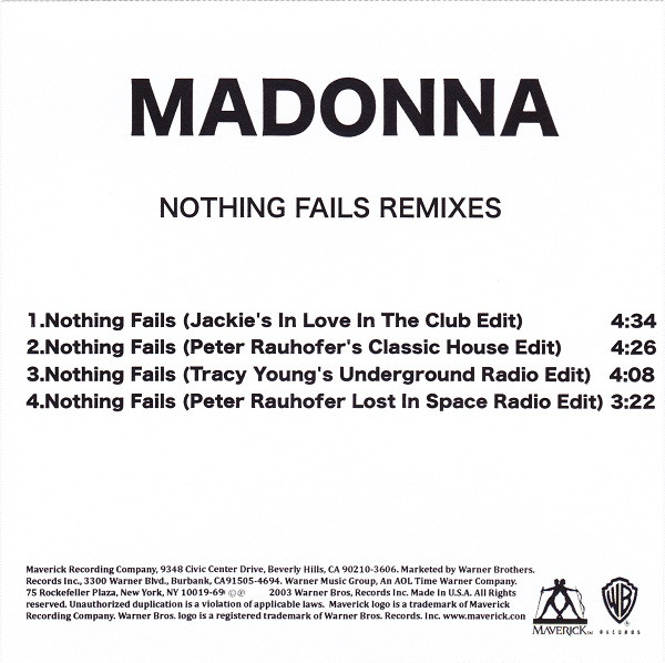 Madonna – Nothing Fails (Remixes) (CDr) - Discogs