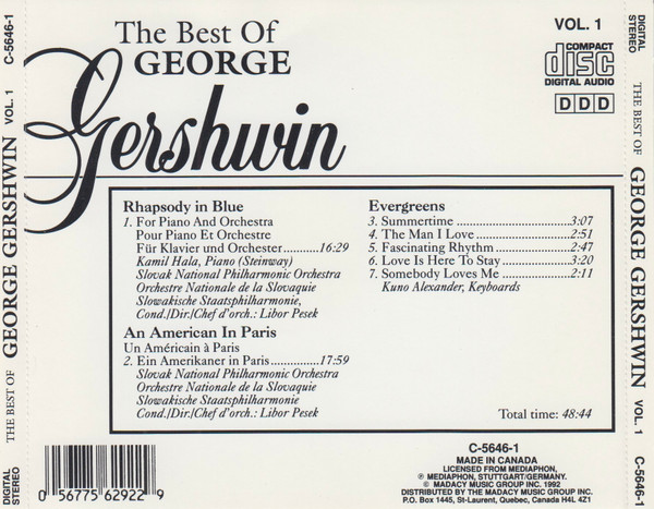 Album herunterladen Gershwin, Slovak National Philharmonic Orchestra, Libor Pesek - The Best Of George Gershwin Vol1