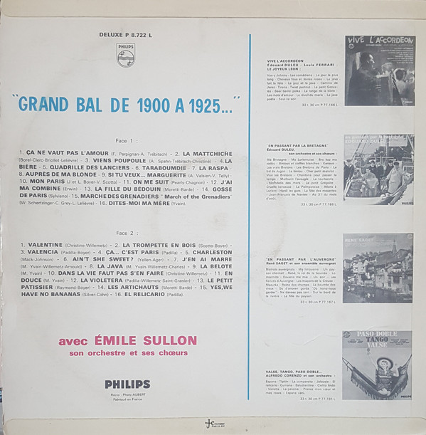 baixar álbum Emile Sullon Son Orchestre Et Ses Chœurs - Grand Bal De 1900 A 1925