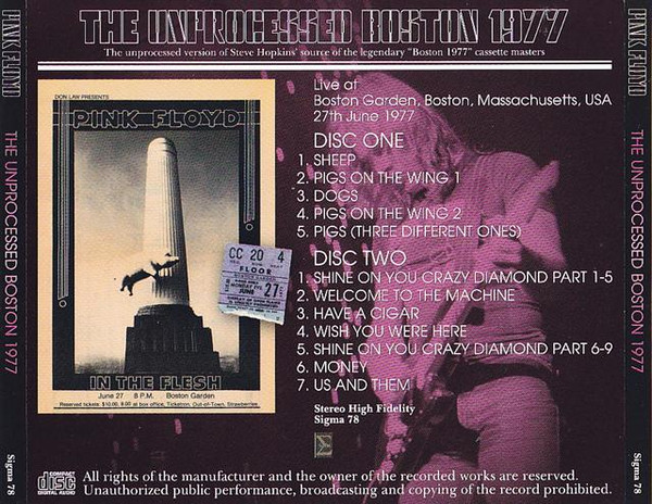 Album herunterladen Pink Floyd - The Unprocessed Boston 1977