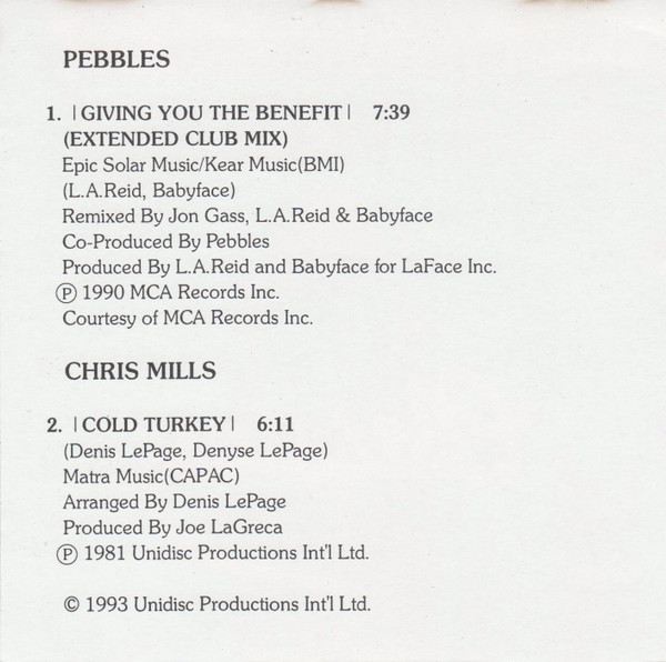 télécharger l'album Pebbles Chris Mills - Giving You The Benefit Cold Turkey