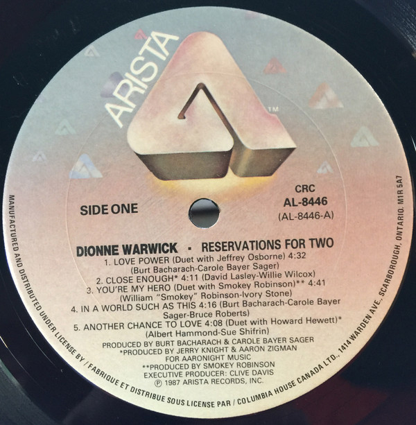 Dionne Warwick - Reservations For Two | Arista (AL-8446) - 3