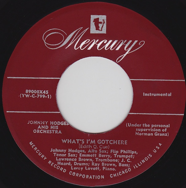 JOHNNY HODGES AND HIS ORCH. MERCURY Tenderly/ What's I'm Gotchere-