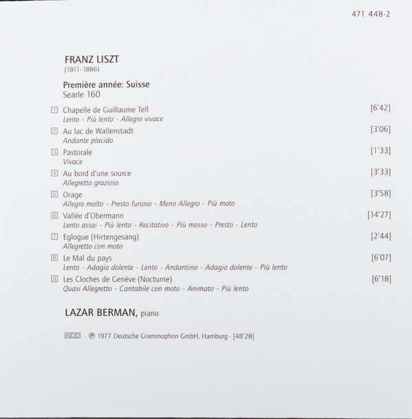 Album herunterladen Liszt Lazar Berman - Années De Pèlerinage Complete Recording