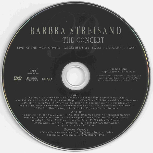 Barbra Streisand - The Concert (Live At The MGM Grand - December 31, 1993 / January 1,1994) | Columbia Music Video (CVD 56381) - 3