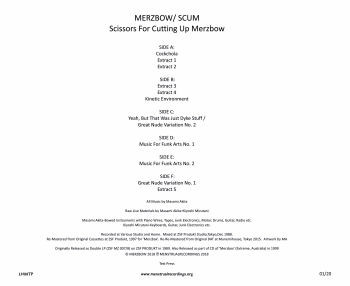 télécharger l'album Merzbow SCUM - Scissors For Cutting Up Merzbow