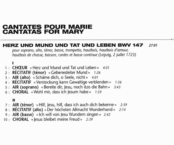 lataa albumi Johann Sebastian Bach, Montreal Baroque - Cantates 147 82 1 Marie De Nazareth