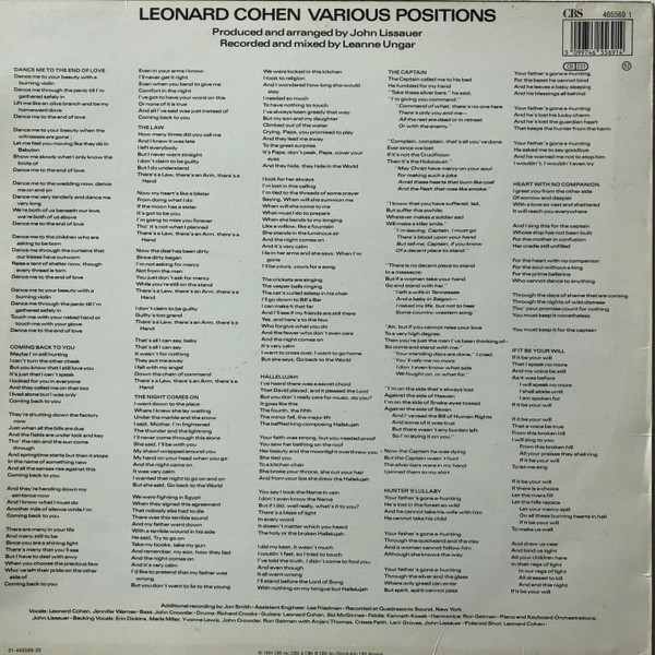 Leonard Cohen - Various Positions (Vinyl)