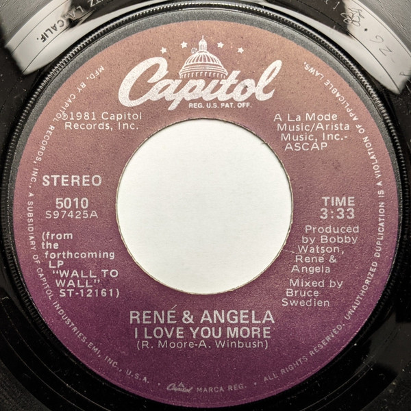 René & Angela - I Love You More | Releases | Discogs