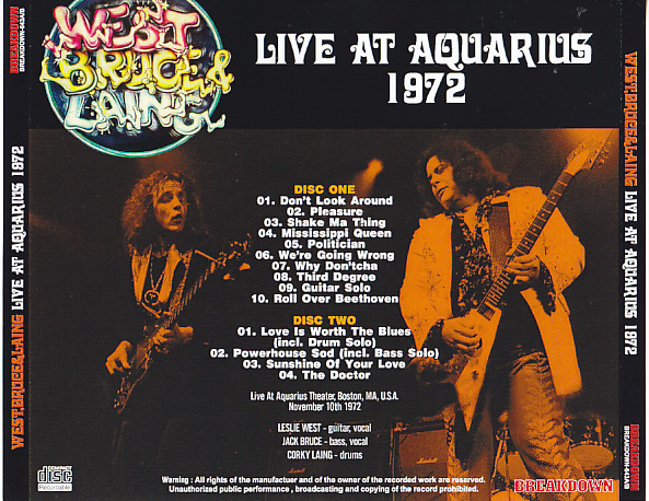 lataa albumi West, Bruce & Laing - Live At Aquarius 1972