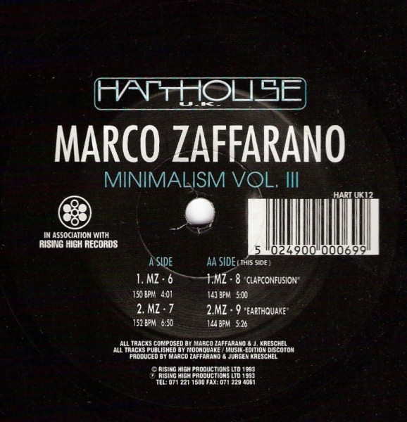 Marco Zaffarano – Minimalism Vol. III (1993, Vinyl) - Discogs