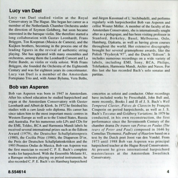ladda ner album JS Bach Lucy van Dael Bob van Asperen - Sonatas For Violin And Harpsichord Volume 2