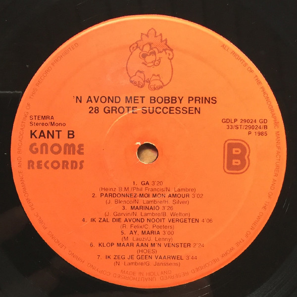 descargar álbum Bobby Prins - n Avond met Bobby Prins 28 Grootste Successen